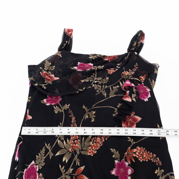 Vintage David Warren 12/14 Floral 100% Silk Flutter Y2K Dark Romantic Whimsigoth - Picture 11 of 12